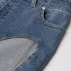 Jeans da donna Design unico Pantaloni patchwork in rete Jean irregolari Blu Abiti da donna a vita alta Pantaloni invernali femminili Streetwear