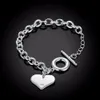 Pulseira de alta qualidade 925 prata esterlina coração pulseiras para mulheres lembrança de casamento jóias de luxo jóias de natal presente de festa 231114