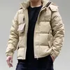 2023 neue Doudoune Winter Männer Schwarz und Beige Unten Jacke Britischen Stil Parka Verdickte Kapuze Business Freizeit Mode Warme Mäntel größe M-2XL