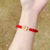 Pulsera de tigre del zodiaco de sándalo antiguo para mujer, colgante de campana de oro de estilo chino, joyería con cuentas, regalos para novias