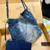 Женская синяя джинсовая ковбоя 22 сумки для покупок маленькие средние выдержанные серебряные монеты металлическая аппаратная оборудование мателазной цепь сумки с кошельком 30 см/35см