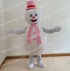 Halloween rosa lenço boneco de neve trajes da mascote de alta qualidade tema dos desenhos animados personagem carnaval unisex adultos tamanho roupa festa de natal terno para homens mulheres