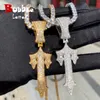 Pendant Necklaces Bubble Letter Iced Out Cross Sword Necklace for Men Real Gold Plated Hip Hop Jewelry 2022 Trend Charms T230413