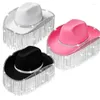 Berets cowgirl hoed voor volwassen cowboy met strass fringe rave hoeden passen het meeste vrouwen themafeest zwart wit roze