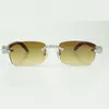 Klassieke 5,0 mm diamanthouten zonnebril 3524012 met originele houten bril, Directe verkoop, maat: 56-18-135 mm