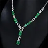 Colar de Luxo Emerald Cocker 925 Colar de Pingentes de Casamento de Partido de Prata Sterling Para Mulheres Promessa Bridal Jóias de Aniversário