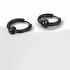 Hoop Earrings SRCOI Hip Hop Stainless Steel Black Color Circle Beads Huggie For Men Aesthetic Jewelry Ball Hinged