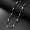 Choker Summer Surfing Fashion Wood Beaded Necklace Natural Turquoise Bead Coconut Shell Boha Beach Man Jewelry