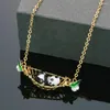 Anhänger Halsketten Nette Reizende Panda Halskette Für Frauen Einfache Elegante Kupfer Emaille Überzogene Tier Chinesischen Stil Hals Schmuck Zubehör