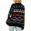 Kvinnors tröjor 2023 Vinter Kvinnor Överdimensionerad Snowman Letter Sequins Julstickad trendig Casual Streetwear Long Sleeve Pullover Tops 231113