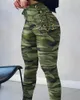 Calça feminina calça sexy as mulheres lápis diariamente usam camuflagem slim fit slim cintura cálculo cilada de laço amarrado