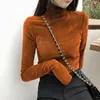 Womens TShirt Women T Shirt Warm Velvet Pullovers Tops Winter Turtleneck Long Sleeve Tshirt High Collar Bottoming Slim 231113