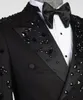 Trajes para hombres Blazers Lujo Metal Adornado Hombres Solapa con muescas Novio Esmoquin Boda Pantalones de fiesta Traje Terno Masculino Completo 231113