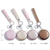 Keychains 1Pcs Compact Mirror Keychain Folding Pocket Portable Vanity Travel Cosmetic Accessories