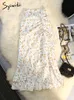スカートsyiwidii shirring mermaid skirts for summer floral print sexy chiffon midi long skirt韓国ファッションエレガントなスカート230414