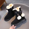 Boots Botas De Nia Child Snow Plush Ankle Anti Slip Cotton Shoe Bow Tie Girl Boot Platform Kid Kid s 231113