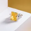 Hailer smycken strålande klippt livlig gul färg iskross kubik zirkon engagemang bröllop flickor design silver ringar för kvinnor