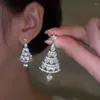 Dangle Oorbellen 2023 Zirkoon Kerstboom Vorm Drop Earring Voor Vrouwen Meisjes Bruiloft Elegante Sieraden Gift Eh167