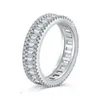 Luxuriöse vielseitige Damen-Hochzeit, edler Schmuck, 5A-Diamant-Herzringe, 925er Sterlingsilber, Iced Out, Baguette-CZ-Verlobungsring