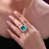 Cluster Rings Shop 925 Sterling Silver 9CT Emerald High Carbon Diamonds Gemstone Anniversary Vintage Ring For Women Fine Jewelry Gifts