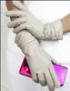 Перчатки с пятью пальцами, высококачественные цветные перчатки из овчины, натуральная кожа, женские зимние теплые вязаные шерстяные фланелевые перчатки с сенсорным экраном 231114