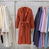 Casual Dresses High End Water Wave Pattern Double-sided Cashmere Coat For Women's Mid Length Hepburn Style Tie Up Spring And Autumn