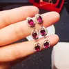 Dangle Earrings Natural Real Red Garnet Or Amethyst Drop Earring Long Style 925 Sterling Silver 5 7mm 1ct 6pcs Gemstone Fine Jewelry X231080