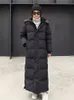 Parkas de plumón para mujer, parka, chaqueta súper larga, mujer de invierno hasta la rodilla con abrigo negro grueso en 231114