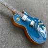 Guitare électrique personnalisée, finition à motif de flamme de tigre d'océan bleu, touche en palissandre, quincaillerie en alliage chromé, livraison gratuite