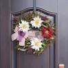7月の独立記念日の玄関4の玄関のための装飾的な花の赤い白い装飾記念の華やかな草