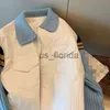 Pulls pour hommes Pull à panneaux Denim Veste Unisexe Veste à revers Vintage Design Sense Baseball Uniforme Automne 2022 Nouveau Top J231111