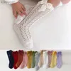 Kids Socks Summer Baby Girls With Bow Kids Long Sock Knee High Cotton Hollow Out Toddlers Mesh Children Princess Socken For 0-7 YearsL231114