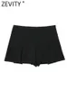 Shorts pour femmes ZEVITY femmes taille haute plis larges conception jupes minces femme côté fermeture éclair Culottes Chic pantalone Cortos P2576 230413