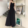 Robes décontractées femmes Vintage Maxi Robe été sans manches mince une ligne élégante fête dames longue Robe Vestidos