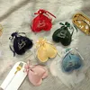 Gift Wrap 20pcs Love Heart Velvet Candy Bag Drawstring Bags Wedding Decoration Birthday Jewelry Organizer Cookies Pouch