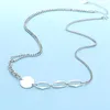 Kedjor S925 Pure Silver Ornament Small Round Chain Fashion Ladies Necklace 50 cm med 5 cm förlängning