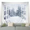 Arazzi Inverno Pineta Paesaggio Arazzo Fiocco di neve bianco Albero di Natale Appeso a parete Coperta Soggiorno Camera da letto Dormitorio Decorazione Tenda