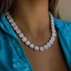 Chaîne en forme de cœur CZ rose glacé, ensemble de bijoux hip hop pour femmes, rappeur, à la mode