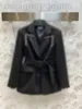 Women's Jackets designer Triangle tassel brooch belt mid length suit jacket PYTU