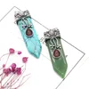 Pendant Necklaces Fashion Sword Natural Amethyst Charms Turquoises For Women Making DIY Jewerly Gift 26x40mm