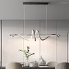 Żyrandole urządzenie domowe żyrandol 3 Kolory LED Nordic Strip Połowy do kuchennej jadalni aluminiowa lampka wisząca