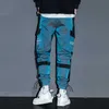 Męskie spodnie Hip Hop Streetwear Joggers Pants Men Dent Casual Cargo Pant Moders High Street Elastyczna talia luźna laser harem pant chłopcy W0414