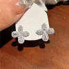 أقراط مسمار الفاخرة زورق زركونيا زهرة للنساء الفتيات etrendy micro pave المجوهرات bijoux