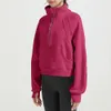 Abiti da yoga Lulus Felpe con cappuccio fitness da donna Giacca da corsa Lady Sport Felpa con mezza cerniera spessa Cappotto corto allentato con pile Foro per il pollice Abbigliamento sportivo di alta qualità