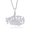 Iced Out Letter Hustla Pendant med repkedjans halsband stenlagd 5a Cz Stone för kvinnor män US dollar Hip Hop smycken droppfartyg