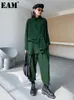 Kvinnors spårningsdräkter Eam Wide Leg Pants Oregelbundna Big Size Two Piece Suit Lapel Lång ärm Löst Fit Women Fashion Spring Autumn 2023 1Z605 230413