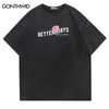 メンズTシャツが苦しんでいるTシャツストリートワールヒップホップフローラルローズレタープリントヴィンテージTシャツ男性