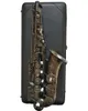 Schwarz-Nickel-Gold-Altsaxophon, schwarzes EbTune-Musikinstrument, A-992 Sax, Altsaxophon mit Mundstück. Schilf. Nacken. Fall