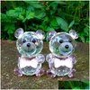 Party Favor Crystal Glass Animals Bear Miniature Figurines Feng Shui Miniatures Desk Ornaments Christmas Nativity Crafts Lz0044 Drop Dhnps