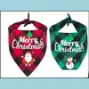 Psa odzież bandana świąteczny klasyczny szalik zwierząt domowych śliniaki Kerchief Merry Xmas Santa Snowman Print for Small Średnia duże zwierzęta Co DHH7G